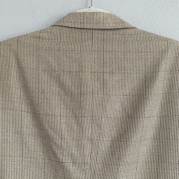 VTG Wall Street Men’s Blazer Size 44 Tan Plaid Business Neutral Formal - Picture 7 of 10